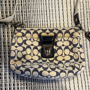 Coach Beige and Navy Crossbody Bag